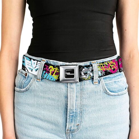 Transformers Belt, Seatbelt Buckle Belt, Transformers Icons and Names Graffiti Collage Multi Color, Adjustable in Saudi Arabia