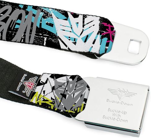 Transformers Belt, Seatbelt Buckle Belt, Transformers Icons and Names Graffiti Collage Multi Color, Adjustable in Saudi Arabia
