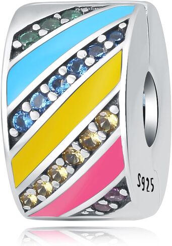 PANPOKI Clip Spacer Charm for Bracelet Clip Lock Stopper Bead Spacer Chain Charms for 925 Sterling Silver Dangle Pendant Bead with Cubic Zirconia for Birthday Mother's Day Jewelry Women Girls Gifts in Kuwait