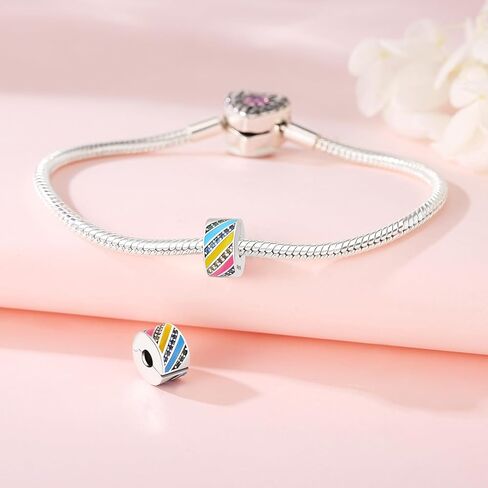 PANPOKI Clip Spacer Charm for Bracelet Clip Lock Stopper Bead Spacer Chain Charms for 925 Sterling Silver Dangle Pendant Bead with Cubic Zirconia for Birthday Mother's Day Jewelry Women Girls Gifts in Kuwait
