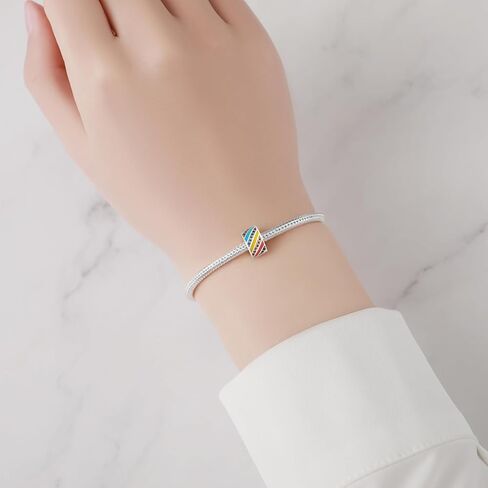 PANPOKI Clip Spacer Charm for Bracelet Clip Lock Stopper Bead Spacer Chain Charms for 925 Sterling Silver Dangle Pendant Bead with Cubic Zirconia for Birthday Mother's Day Jewelry Women Girls Gifts in Kuwait