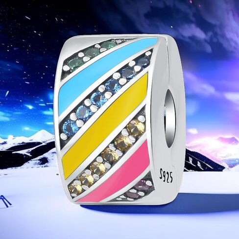 PANPOKI Clip Spacer Charm for Bracelet Clip Lock Stopper Bead Spacer Chain Charms for 925 Sterling Silver Dangle Pendant Bead with Cubic Zirconia for Birthday Mother's Day Jewelry Women Girls Gifts in Kuwait