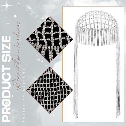 Quelay Rhinestone Headpiece Cap 1920s Long شرابة الكريستال الماس الماس بوبر سلسلة خمر رقص البطن حفل زفاف الإكسسوارات للنساء in Saudi Arabia