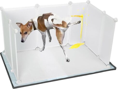 Bencacawinstyle Dog Puppy Pad Enclosure Splash Guard مع حصيرة غير قابلة للانزلاق، صينية حامل وسادة تبول مانعة للتسرب للكلاب الصغيرة تعمل مع معظم منصات التدريب وسهلة التنظيف. in Kuwait