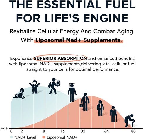 1600 mg Liposomal NAD Supplement, 98% Pure NAD+ Supplement, Superior Absorption, Alternative to Nicotinamide Riboside or NADH to Boost NAD+ for Aging Defense, Energy, Longevity, 120 Softgels in Saudi Arabia