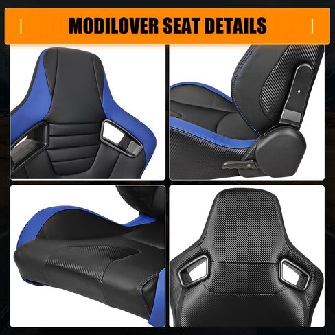 مقاعد السباق العالمية ، مقاعد دلو قابلة للتعديل مع مقعد مزدوج ، مقعد PU Leather و Carbon Leather Sport للسائق والركاب ، زوج واحد ، أسود وأزرق in Saudi Arabia