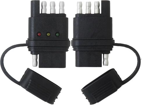 Sturdy ABS 4 PIN Trailer Plug Tester | نهاية مزدوجة (ذكر/أنثى) الأسلاك واختبار الضوء مع مصابيح LED مشرقة لإشارة الدوران ، أضواء الذيل in Kuwait