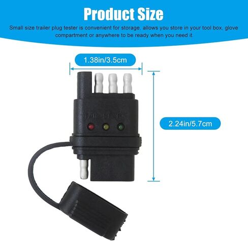 4 دبوس Trailer Light Tester و Trouble Shooter | Plug-n-play اختبار الدائرة 4-way مع مصابيح LED مشرقة لإشارة الدوران ، مصابيح الذيل (ذكر/أنثى) in Saudi Arabia