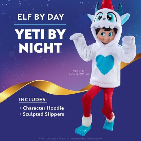 The Elf on the Shelf Claus Couture Collection Yeti Hoodie Set – Cozy Yeti-Themed Elf Outfit with Character Hoodie and Sculpted Slippers – Inspired by SnoBiggie – Scout Elf Not Included in Saudi Arabia