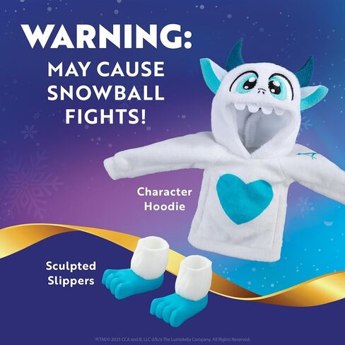 The Elf on the Shelf Claus Couture Collection Yeti Hoodie Set – Cozy Yeti-Themed Elf Outfit with Character Hoodie and Sculpted Slippers – Inspired by SnoBiggie – Scout Elf Not Included in Saudi Arabia