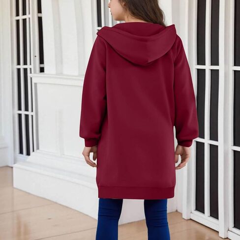 Hoodies For Teen Girls - Fleece Long Zip Up Sweatshirt Jacket, Fall Winter Fashion Outfits, Kids Clothing 5-14 Years in Saudi Arabia