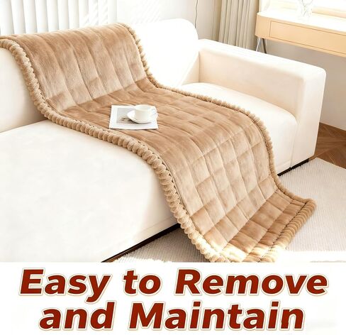 Couch Cover for Pet, Non-Slip Washable Couch Covers for Pets, Washable Couch Cushion Covers for Large Dogs, Ultra-Soft Fluffy Plush Sofa Protector for Home (Khaki, 28 × 59 in) (White, 28 * 83) in Saudi Arabia