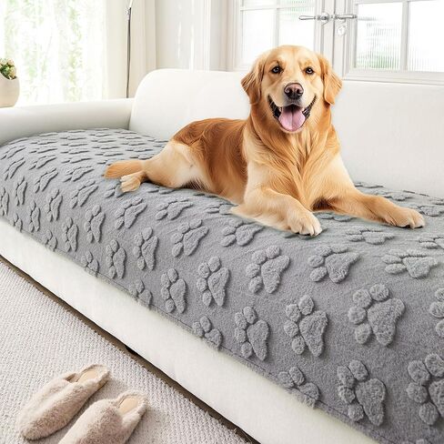 Waterproof Couch Cover for Dogs Washable,Fuzzy Pet Couch Covers for Sofa,Thick Soft Dog Mat Non-Slip Couch Covers for 3 Cushion Couch Sofa Pet Friendly (Grey, 35x82(1pc)) in Kuwait