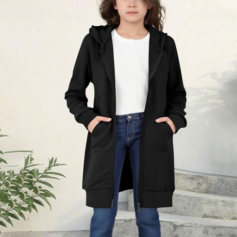 Hoodies For Teen Girls - Fleece Long Zip Up Sweatshirt Jacket, Fall Winter Fashion Outfits, Kids Clothing 5-14 Years in Saudi Arabia