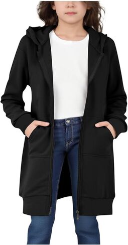 Hoodies For Teen Girls - Fleece Long Zip Up Sweatshirt Jacket, Fall Winter Fashion Outfits, Kids Clothing 5-14 Years in Saudi Arabia