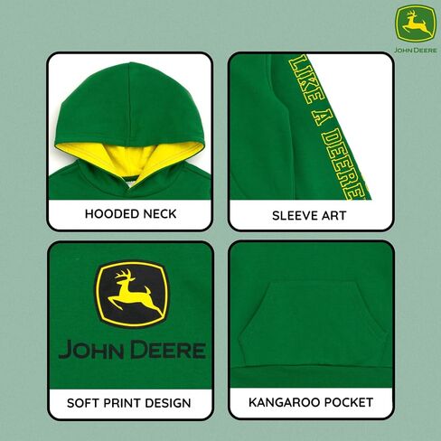 John Deere Logo Fleece Pullover Hoodie Toddler إلى أحجام البالغين (2T - 2XL) in Saudi Arabia
