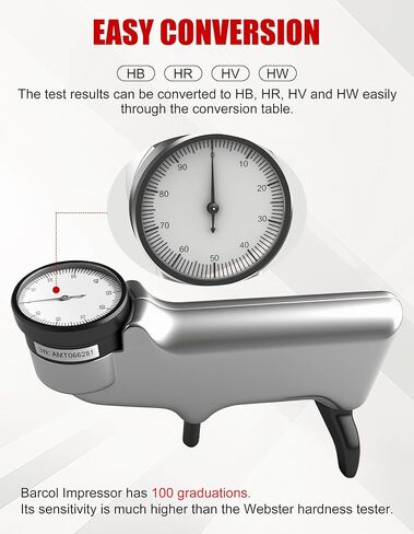 AMTAST Hardness Tester Barcol Impressor Indentation Hardness Tester Durometer for Aluminum and Aluminum Alloys, Resolution 0.5HBa, Portable Hardness Testing Meter HT10 in Kuwait