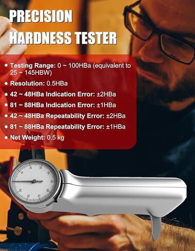 AMTAST Hardness Tester Barcol Impressor Indentation Hardness Tester Durometer for Aluminum and Aluminum Alloys, Resolution 0.5HBa, Portable Hardness Testing Meter HT10 in Kuwait