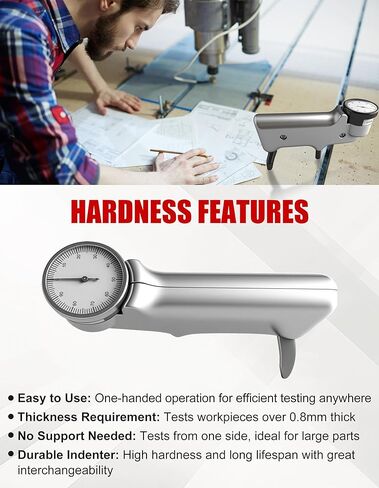 AMTAST Hardness Tester Barcol Impressor Indentation Hardness Tester Durometer for Aluminum and Aluminum Alloys, Resolution 0.5HBa, Portable Hardness Testing Meter HT10 in Kuwait