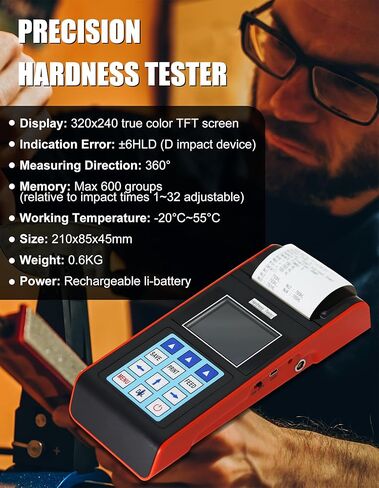 AMTAST Hardness Tester Barcol Impressor Indentation Hardness Tester Durometer for Aluminum and Aluminum Alloys, Resolution 0.5HBa, Portable Hardness Testing Meter HT10 in Saudi Arabia