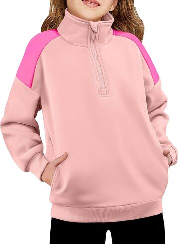 Arshiner Girls Half zip Sweetshirt Quarter Zip Pullover Sweatshirts Fall Winter Clothes for Teen Girl Side Mobicts in Saudi Arabia