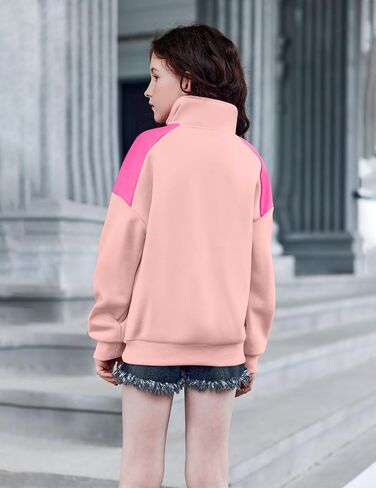 Arshiner Girls Half zip Sweetshirt Quarter Zip Pullover Sweatshirts Fall Winter Clothes for Teen Girl Side Mobicts in Saudi Arabia