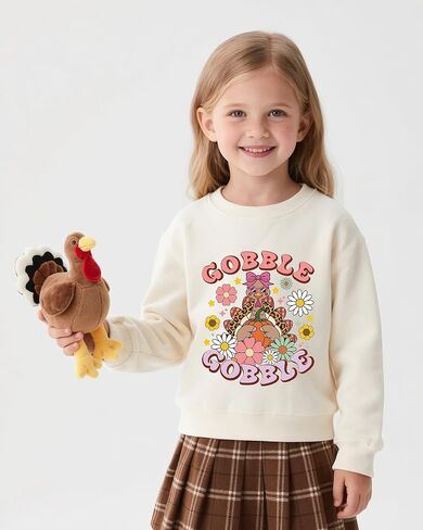 عيد الشكر من النوع الثقيل للطفلة طفلة غلبة الديك الرومي طويلة الأكمام الطويلة in Kuwait