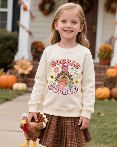 عيد الشكر من النوع الثقيل للطفلة طفلة غلبة الديك الرومي طويلة الأكمام الطويلة in Kuwait