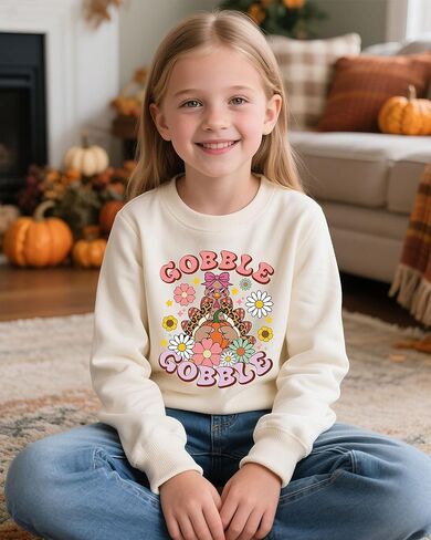 عيد الشكر من النوع الثقيل للطفلة طفلة غلبة الديك الرومي طويلة الأكمام الطويلة in Kuwait