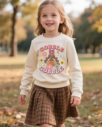 عيد الشكر من النوع الثقيل للطفلة طفلة غلبة الديك الرومي طويلة الأكمام الطويلة in Kuwait