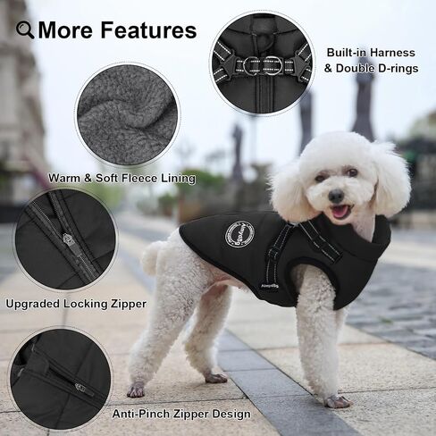 Warm Dog Winter Coat, Fashion Sports Dog Cold Weather Jacket with Built-in Harness, Reflective & Adjustable Comfortable Pet Vest, Waterproof Windproof Dog Apparel for Small Dogs (Green) in Kuwait