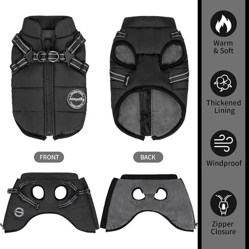 Warm Dog Winter Coat, Fashion Sports Dog Cold Weather Jacket with Built-in Harness, Reflective & Adjustable Comfortable Pet Vest, Waterproof Windproof Dog Apparel for Small Dogs (Green) in Kuwait