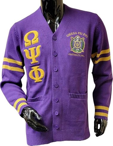 Buffalo Dallas Omega Psi/ψ Phi Chenille Varsity Cardigan [زر لأسفل-أرجواني]-معرف#67823-139-2-0-34 in Saudi Arabia