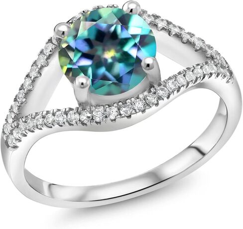 Gem Stone King 2.50 Ct Round Millennium Blue Mystic Topaz 925 Sterling Silver Ring in Saudi Arabia