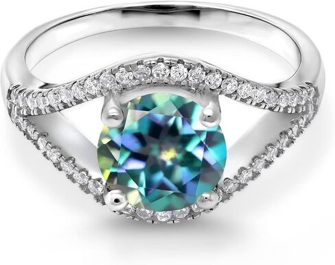 Gem Stone King 2.50 Ct Round Millennium Blue Mystic Topaz 925 Sterling Silver Ring in Saudi Arabia