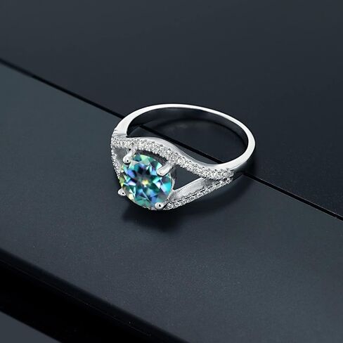 Gem Stone King 2.50 Ct Round Millennium Blue Mystic Topaz 925 Sterling Silver Ring in Saudi Arabia