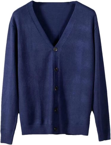 Men's Cardigan Sweater Long Sleeve Plus Size V-Neck Casual Button Sweater Cardigan in Saudi Arabia