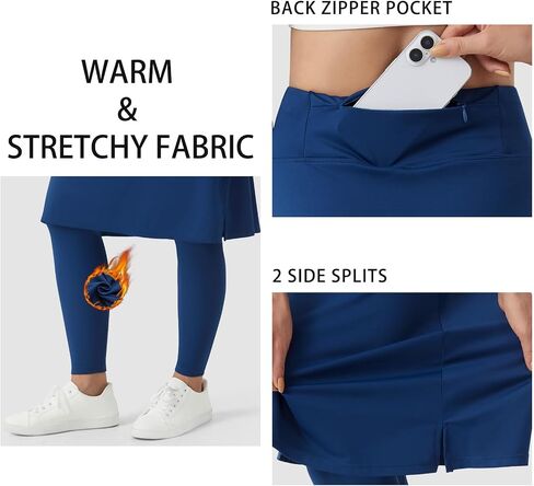 beroy Women's Knee Length Skirt with Fleece Full Leggings Athletic Tennis Skorts Modest Skirted Legging Pockets in Saudi Arabia