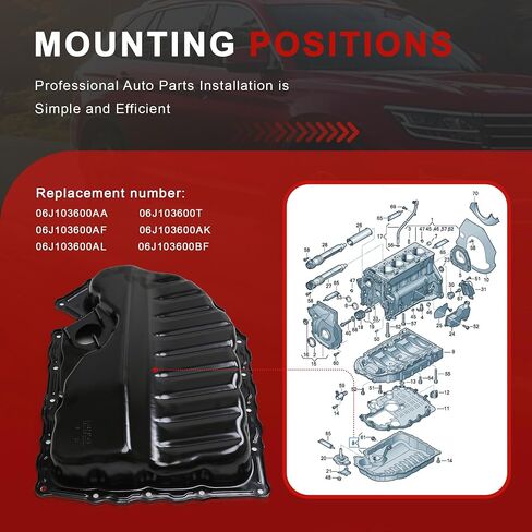 06J103600AF 06J103600BF SUMPER OIL PAN SUMP مع قابس استنزاف متوافق مع VW Jetta Passat Tiguan EOS CC Beetle Arteon Golf Audi A3 S3 Q3 TT SKODA SEAT 1.8L 2.0L in Kuwait