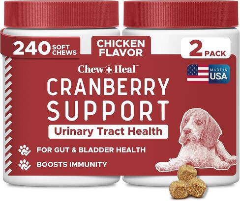 Dog UTI Treatment – 120 Cranberry Soft Chew Supplements for a Healthy Urinary Tract and Bladder Control – Made with Echinacea and Vitamin C – Corrects Imbalances in Kuwait
