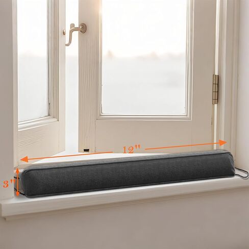 Sunolga 32" Weighted Door Draft Stopper Under Door Noise Air Stopper 2LB, Triangular Column Sound Proof Draft Guard for Doors and Windows, Machine Washable - Black in Kuwait