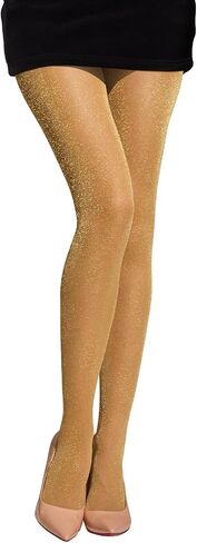 MANZI Women's Lurex Shimmer Tights Metallic Sparkly Glitter Tights 50 Denier Opaque Shiny Pantyhose in Kuwait