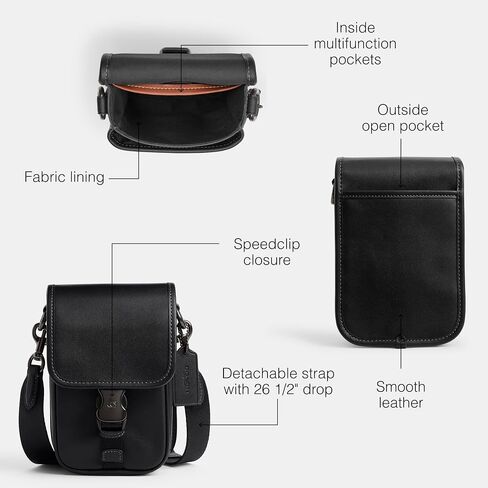 Coach League Phone Crossbody, Black in Saudi Arabia