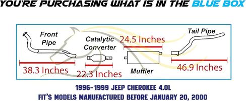 العادم الشمالي الشرقي | طقم العادم الكامل المصاحب لـ EPA معتمد من الصلب متوافق مع Jeep Cherokee 1996-1999 4.0L-يشمل المشابك والحشية in Kuwait