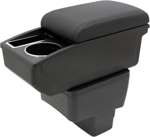 Car Armrest Box for Mazda CX-3 2015-2018 Auto Accessories Center Console Leather Arm Rest Double-Layer Storage Space with Cup Holder (Black with Black Thread) in Kuwait