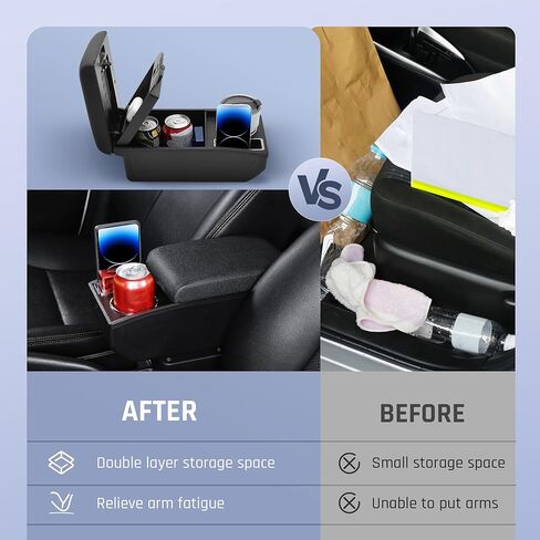 Car Armrest Box for Mazda CX-3 2015-2018 Auto Accessories Center Console Leather Arm Rest Double-Layer Storage Space with Cup Holder (Black with Black Thread) in Kuwait