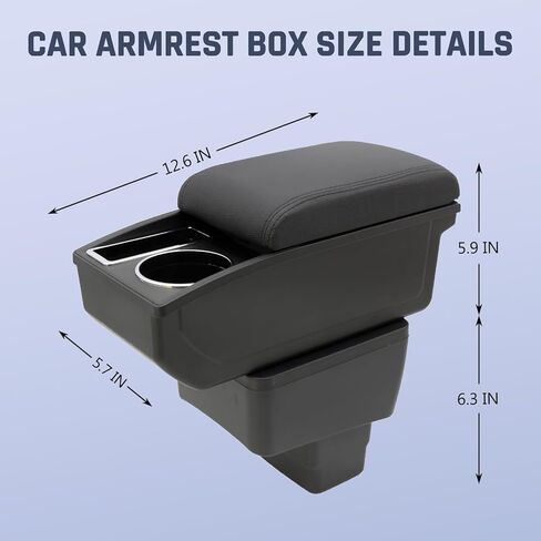 Car Armrest Box for Mazda CX-3 2015-2018 Auto Accessories Center Console Leather Arm Rest Double-Layer Storage Space with Cup Holder (Black with Black Thread) in Kuwait
