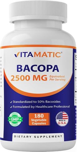 باكوبا باكوبا مونيراي 2500 ملغ مكافئة لكل وجبة (من 10: 1 خلاصة 250 ملغ) مكمل عشبي nootropic - 50 ٪ من الباكسيدات ، غير المعدلة وراثيا وخالية من الغلوتين - 180 كبسولات الخضار in Saudi Arabia