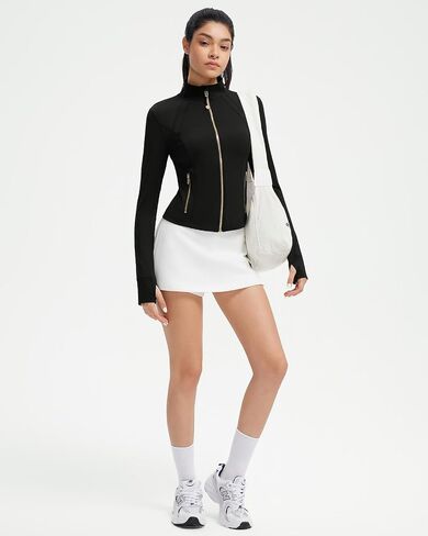 SUUKSESS Women Golden Full Zip Up Workout Cropped Jackets Lightweight Athletic Yoga Tops in Saudi Arabia