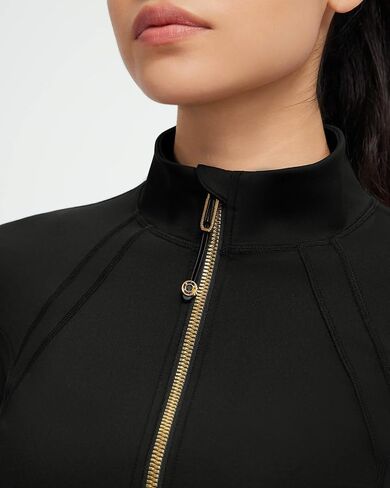 SUUKSESS Women Golden Full Zip Up Workout Cropped Jackets Lightweight Athletic Yoga Tops in Saudi Arabia